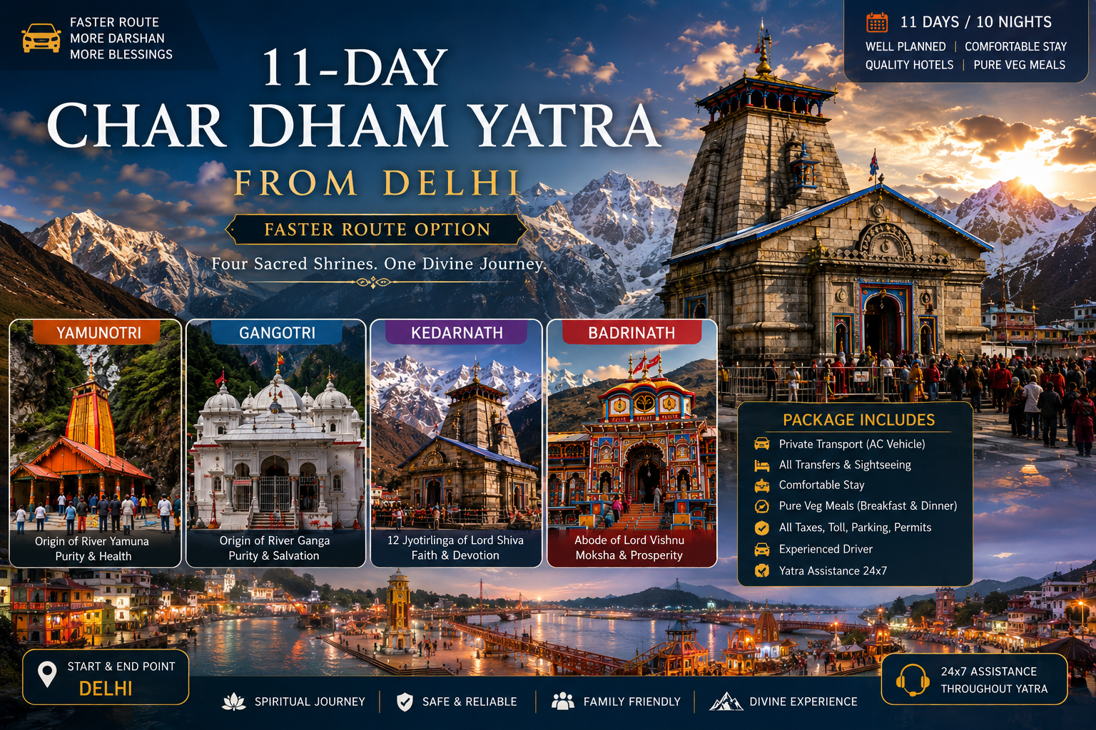 TraveloHimalayas 11-Day Char Dham Yatra from Delhi - Faster Route Option