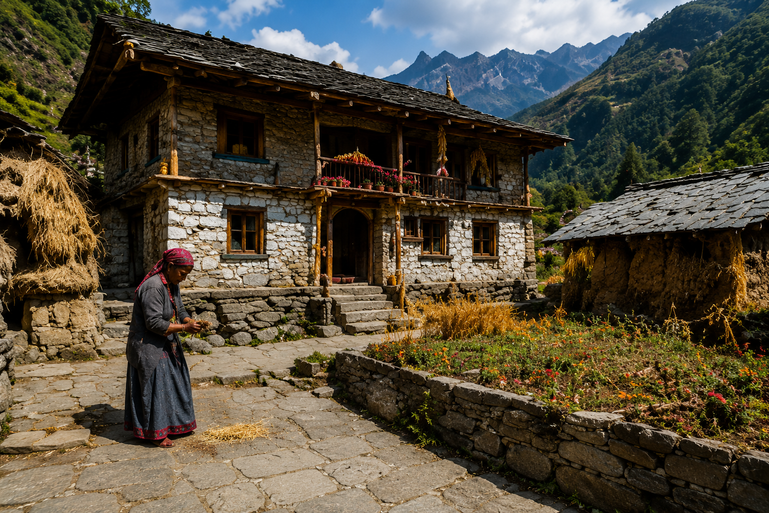 Traditional Himalayan village in Uttarakhand